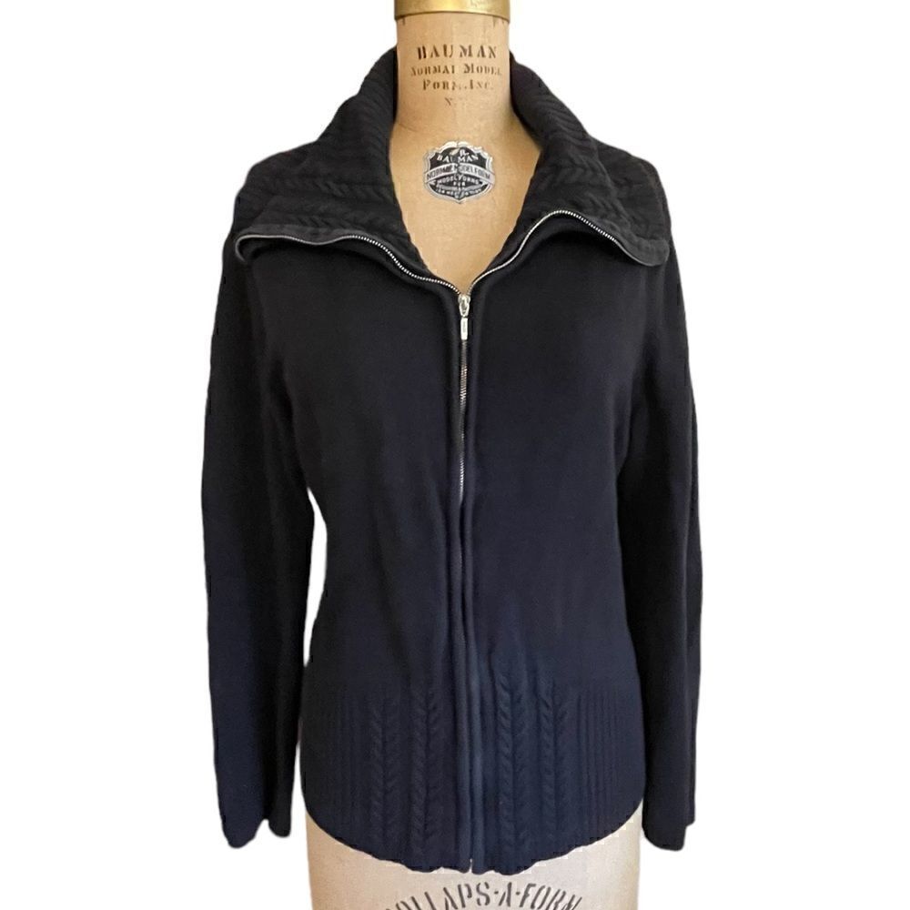 Vintage Style & Co. High neck zip cotton cardigan